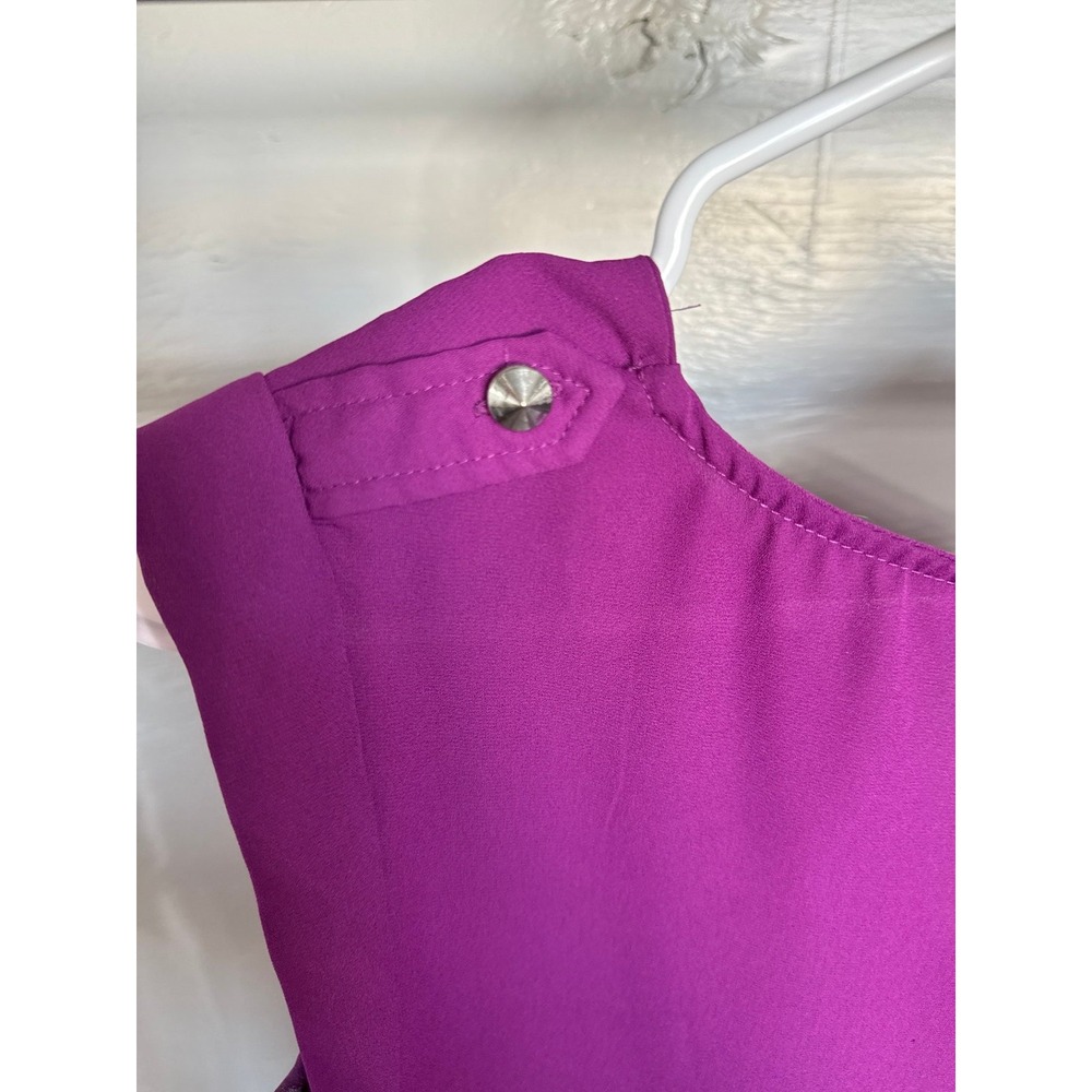 Mossimo Supply Co Magenta Purple Sleeveless V-Neck Blouse Epaulettes Small - Picture 5 of 6